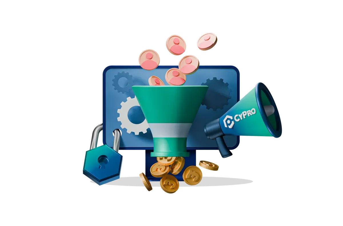 3D illustration of a funnel, representing scoping and matching