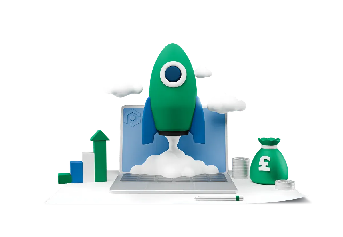 3D illustration of business growth powered by strong cyber security