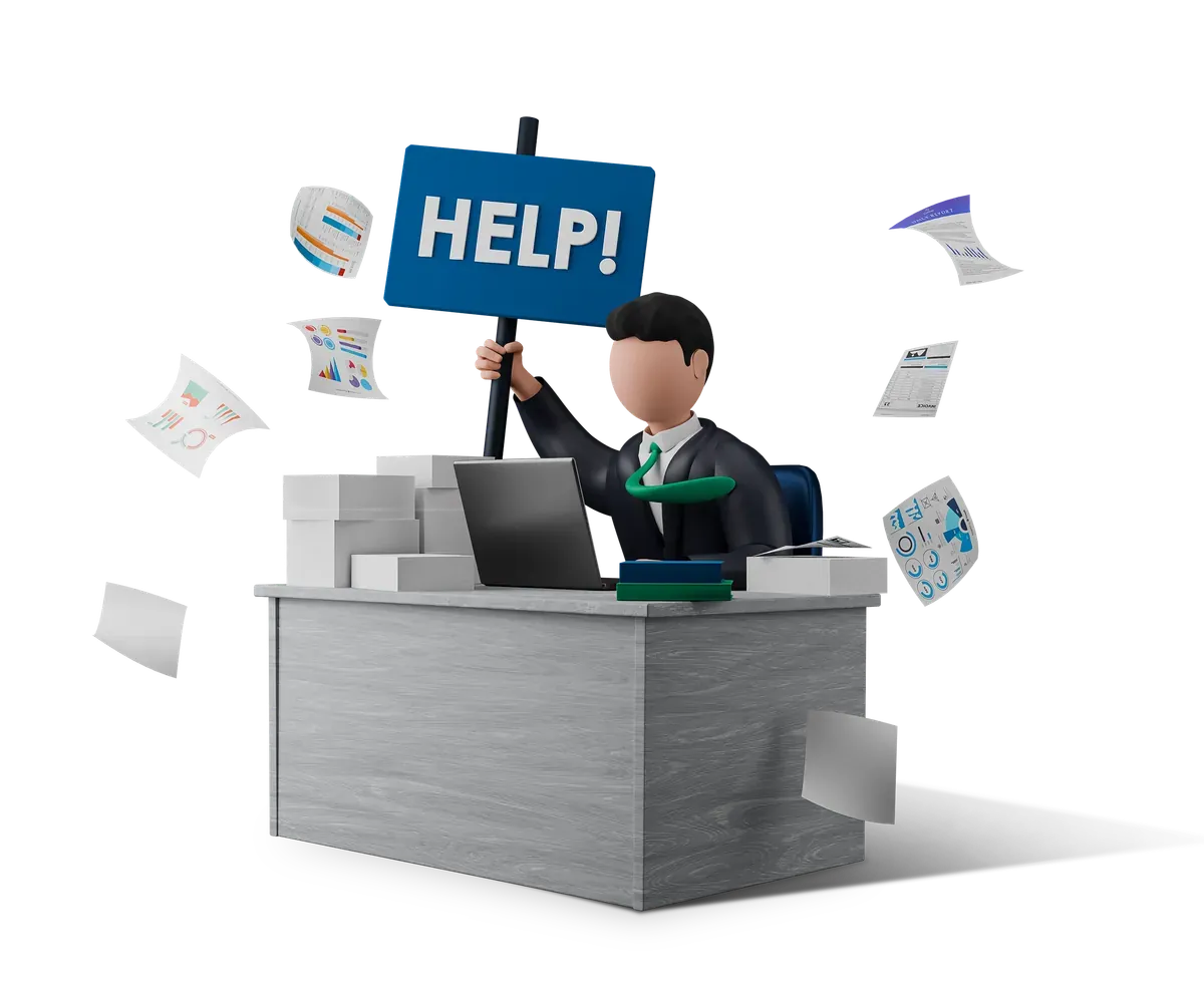 3D illustration of a business owner with security questions