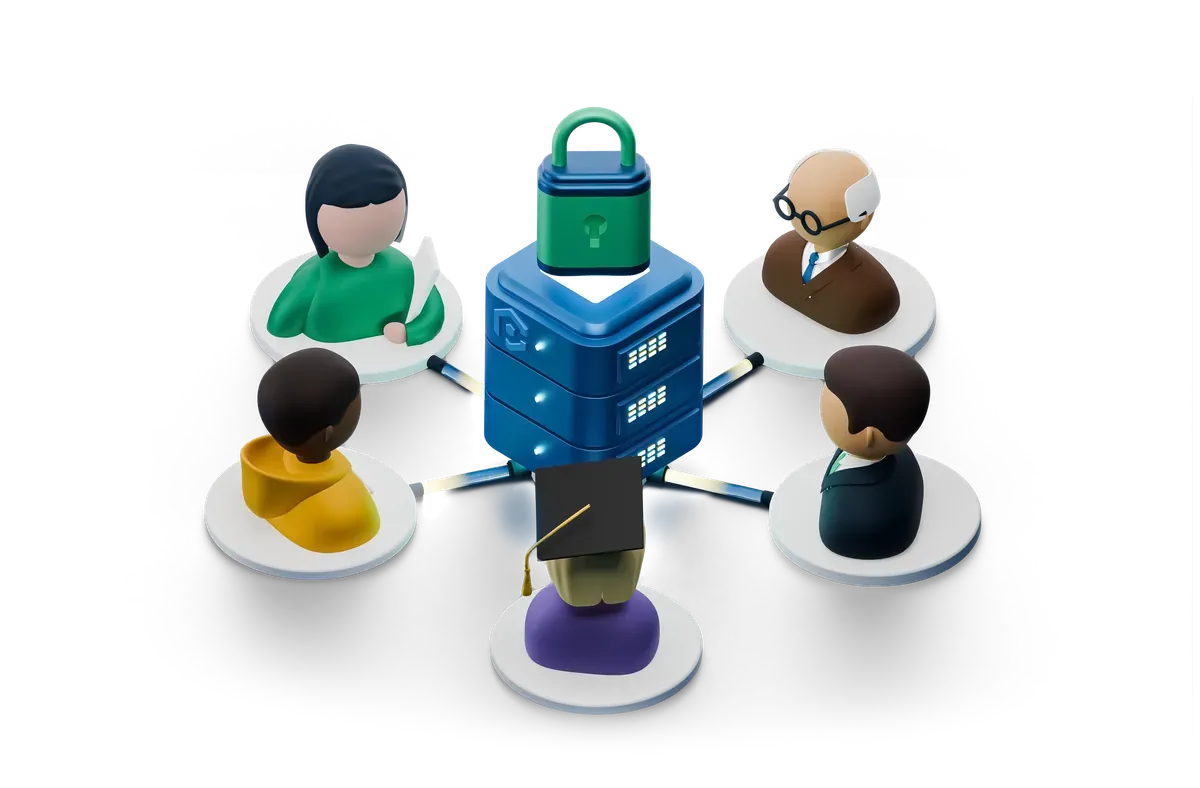 3D illustration of a varied team, representing the specialists behind your vCISO