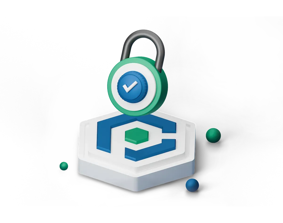 3D illustration of a padlock secured over the CyPro emblem