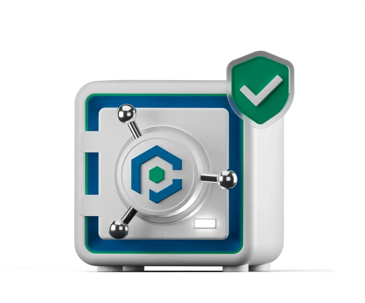 3D illustration of a secure vault, representing a confirmed booking