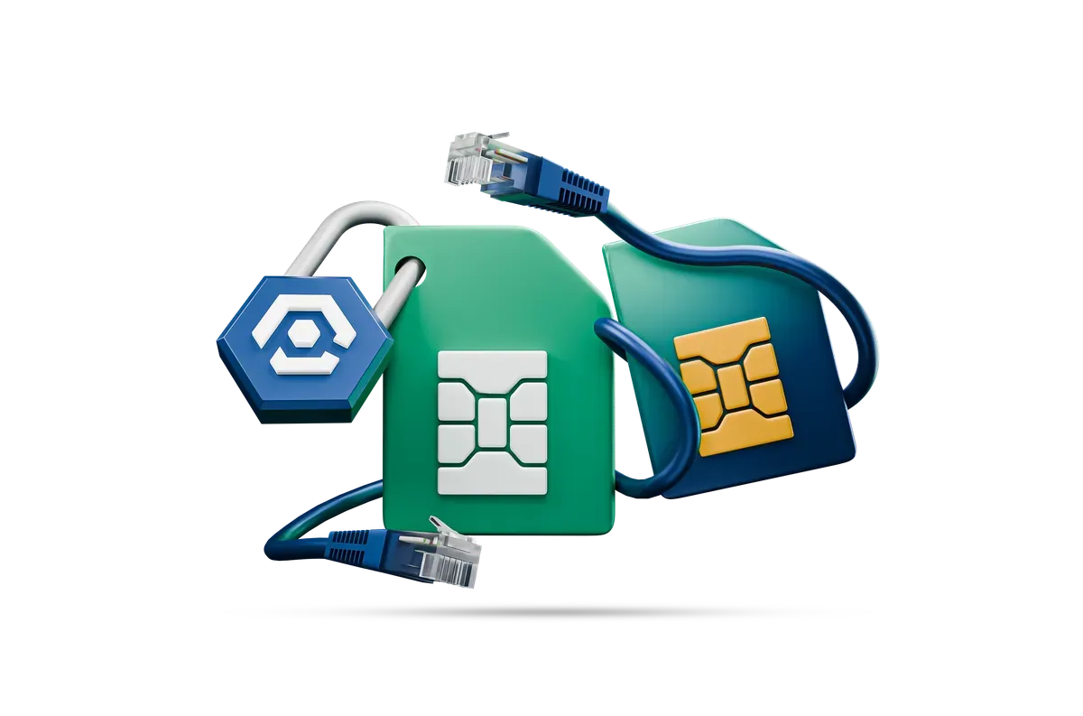3D illustration of secure phone technology
