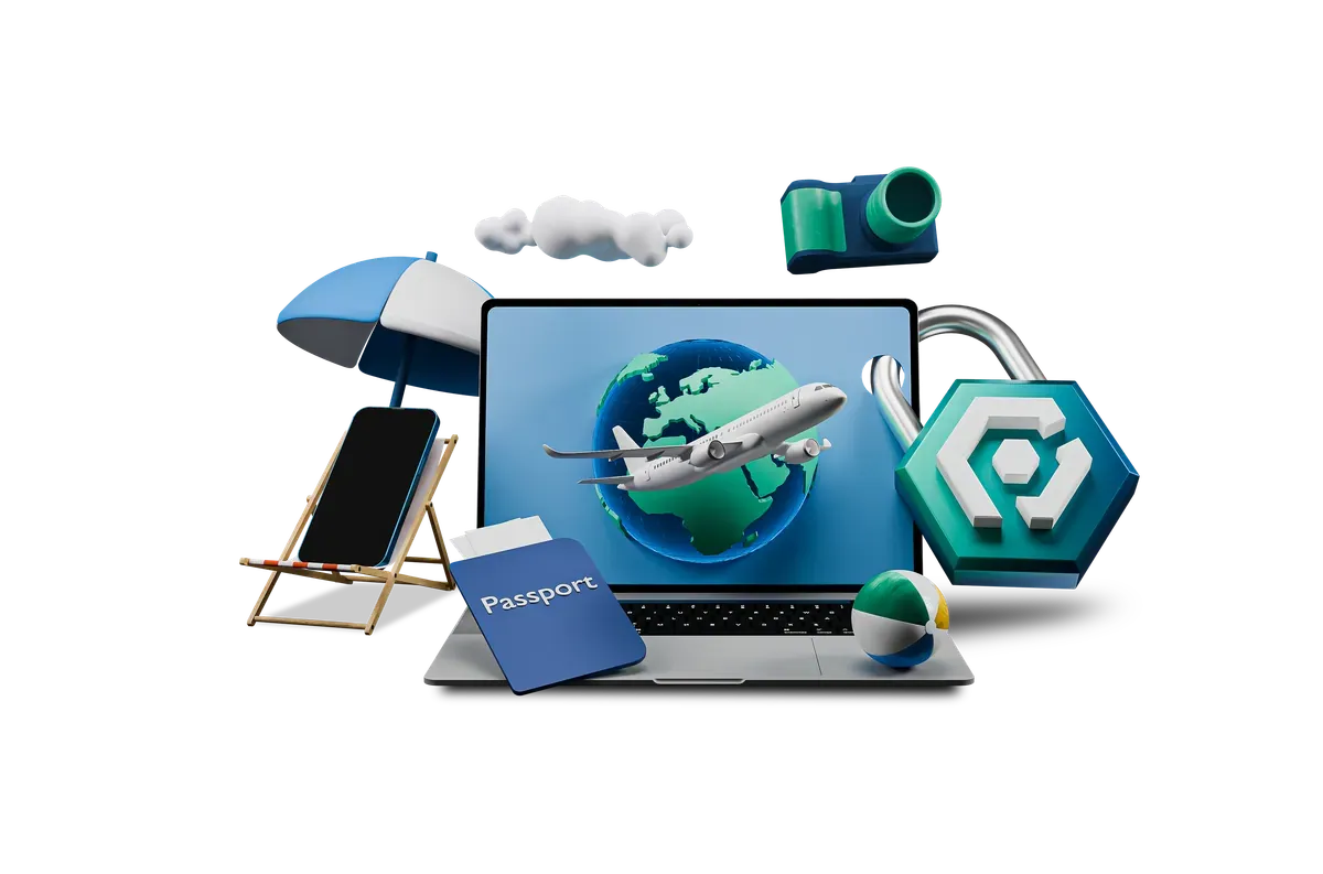 3D illustration of secure online booking