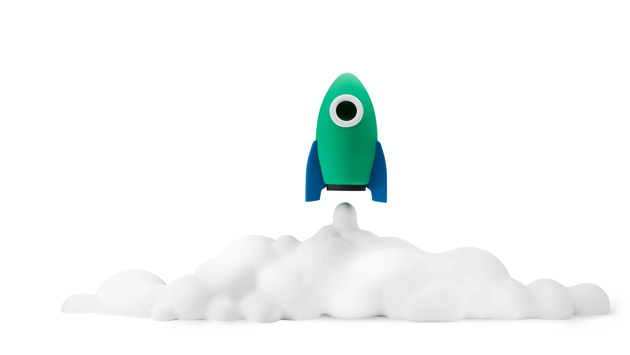3D illustration of a rocket launching